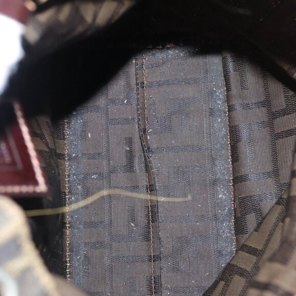 FENDI Zucca Canvas Hand Bag Brown Black Auth - Picture 9 of 16